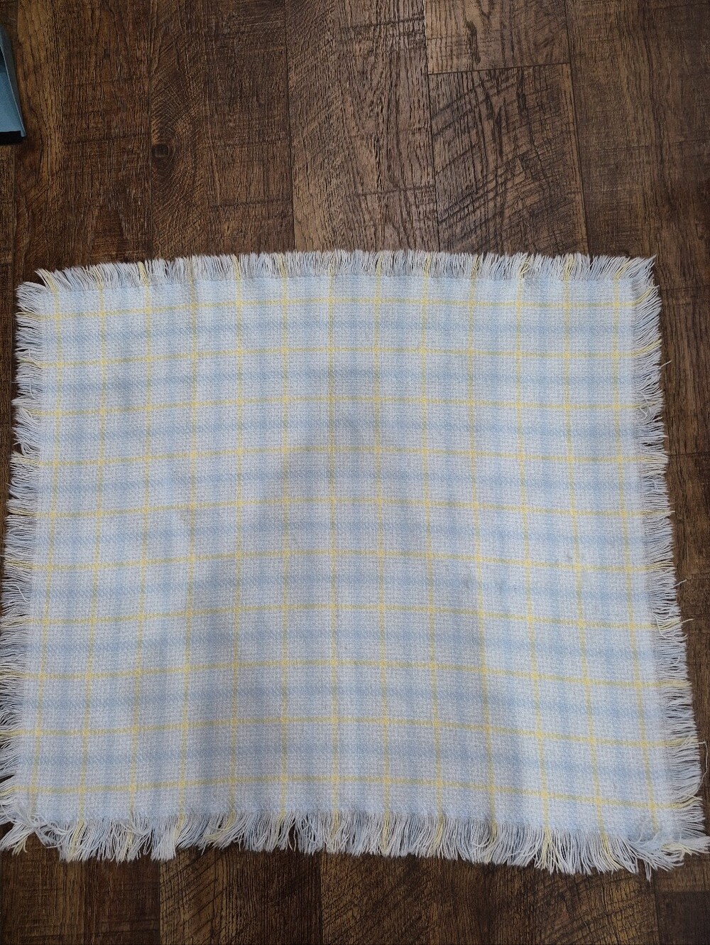 Vintage Plaid Weave Acrylic Baby Blanket Lovey With Fringes